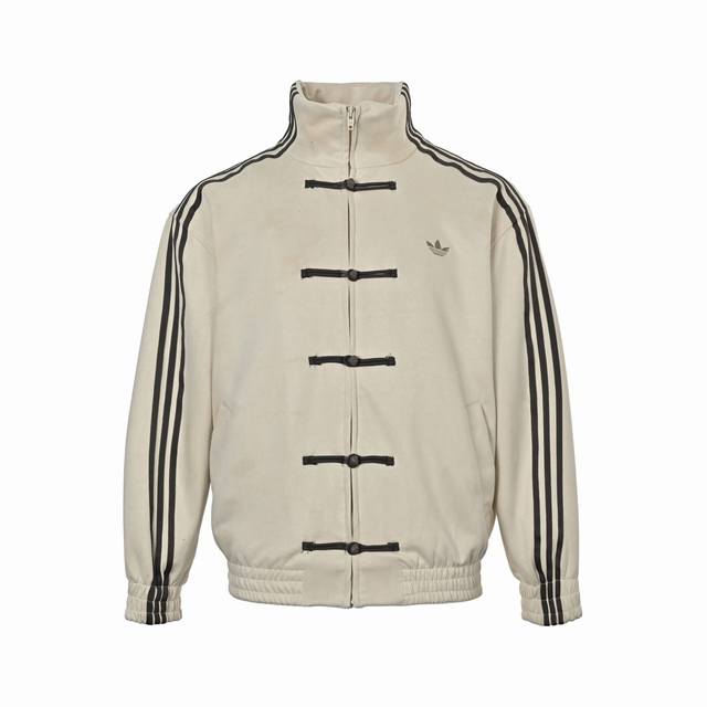 本地自取：330 adidas/阿迪达斯 三叶草新中式麂皮唐装外套 adidas Originals Ctt蛇年限定 时尚舒适百搭宽松长袖复古美式夹克 男女同款