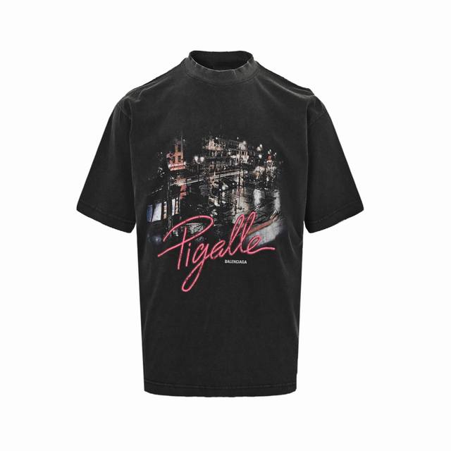本地自取：180 balenciaga/巴黎世家 城市夜景限定系列短袖 采用特定重磅16S230G精棉平纹针织定染对色面料定织十字拉架罗纹对板同缸染色确保无色差