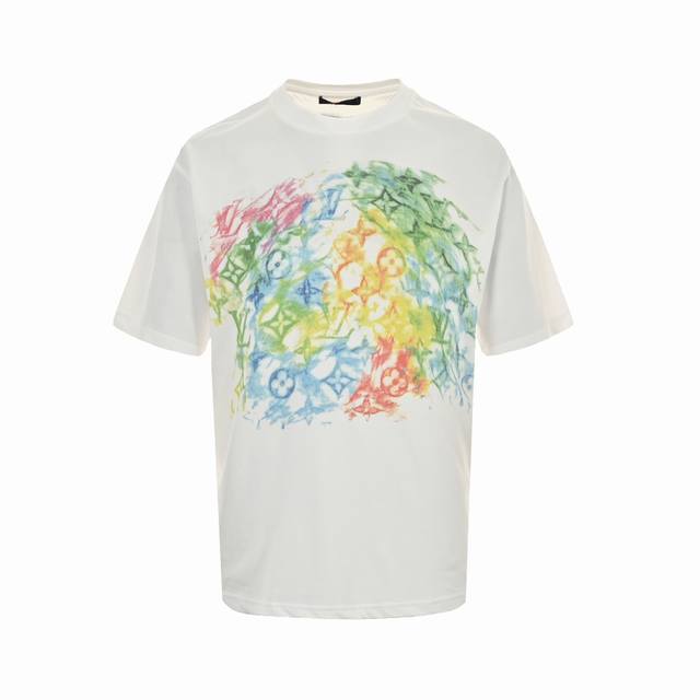 本地自取：160 louis Vuitton/路易威登 21Ss 彩色蜡笔涂鸦短袖 定制40S双股长绒棉，搭配32S 1×1棉纤维长度长，这一特点的好处是纺成纱
