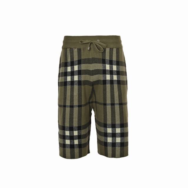 本地自取：210 巴宝莉/Burberry 24Ss经典大格纹针织短裤 -采用定制针织一体的条纹面料 威化布织法 提花针织工艺 版型紧致立体 4杠拼接 定制裤绳