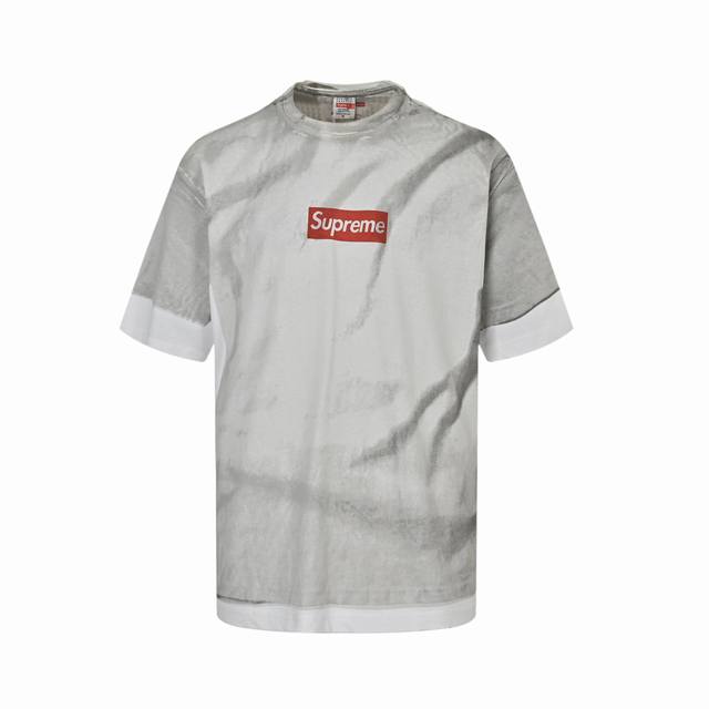 本地自取：210 supreme & Maisonmargiela联名 24Ss Box短袖印花短袖 定制原版一致21S全棉气流纺汗布230克重 不算厚 是偏薄