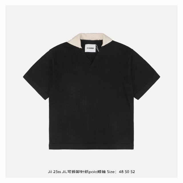 本地自取：310 jil Sander 25Ss Jil可拆卸针织Polo短袖 面料整件衣服采用40/2S新疆长绒棉纱线，定织定染，白色领子为白杏色，稍微会透一