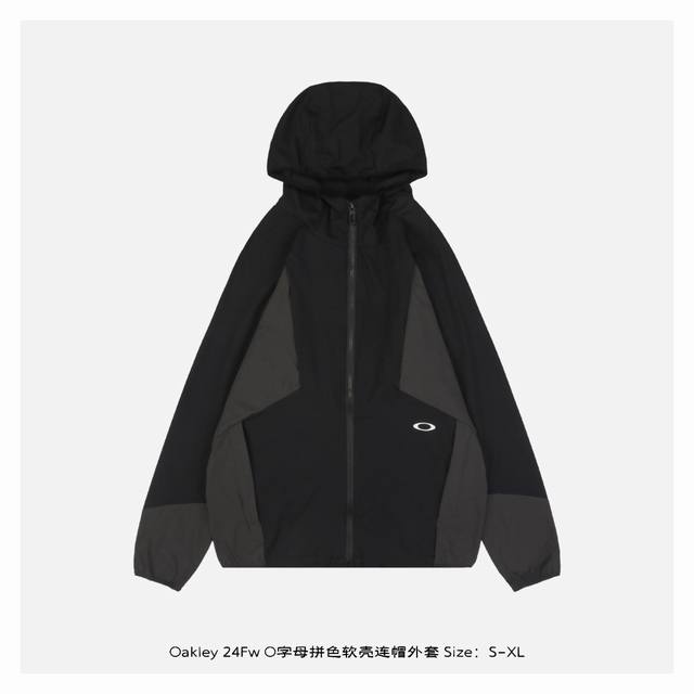 本地自取：340 oakley 24Fw O字母拼色软壳连帽外套 全套系列辅料开模刻字出货，面料很有质，很适合这个季节，面料尼龙材质防风防水防静电，五金全部开模
