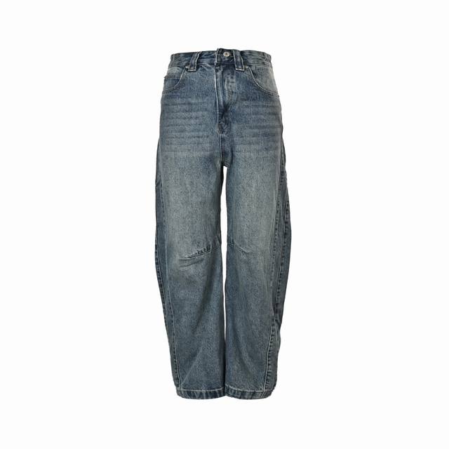本地自取: 460 loewe/罗意威 25Ss 纯色宽松弯刀牛仔裤 高腰系扣双插兜设计 膝弯处缝制分割线打造弯刀效果 有效修饰直腿线条 阔腿版型穿着无束缚感