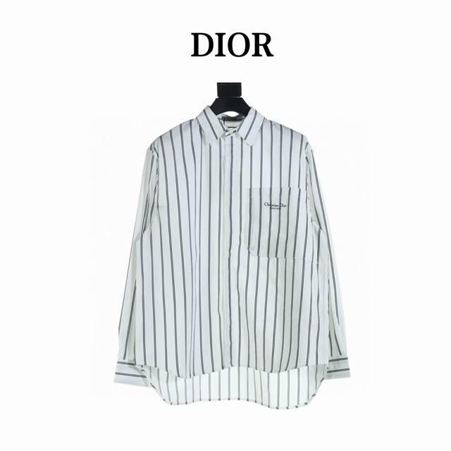 本地自取350 dior Christian迪奥Cd 竖条纹小标长袖衬衫 定制1:1雅韵织锦条纹棉，起订量打底为3000米，做成衣为1500件起，条纹清晰，色泽