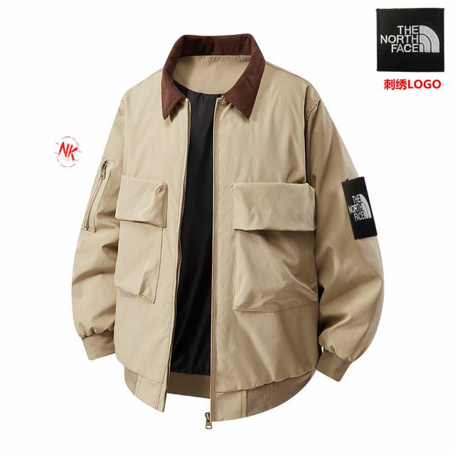 p220【春季上新】大码M-7Xl刺绣Logo 国际顶级奢侈品牌北面The North Face联名系列，海外秋季限定全新系列连帽冲锋衣防风立领夹克外套。 :