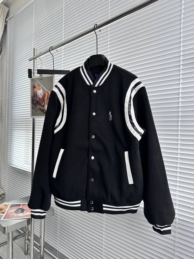 新款上新 P310 【纯原臻品 】 Ralph Lauren拉夫劳伦刺绣复古小标拼片毛呢棒球服外套 （郑秀晶同款 实拍细节图已发，随意对比）小红书爆款女士秋冬款