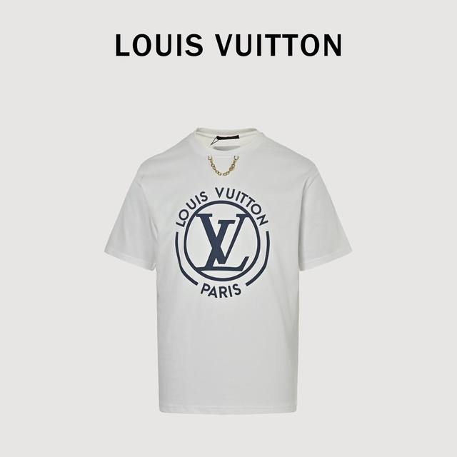 本地自取200 louis Vuitton/路易威登 25Ss 经典印花Logo金属链条 短袖T恤 采用300克双股双纱全棉面料，手感更加舒适.亲肤透气不起 球