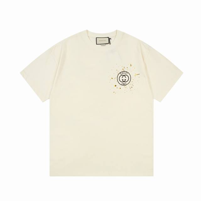 本地自取160 gucci 古驰 双G字母经典1921烟花印花短袖T恤 logo标识精致升级，灵感源自八十年代复古 原版面料 官方同款 短袖T恤 定制260克同
