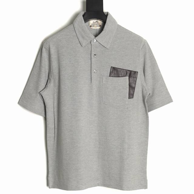 本地自取220 hermes 爱马仕 双口袋Polo短袖T恤 面料采用60支双纱精梳棉 克重300G 根据原版打色订染大货 （85%棉15%）羊绒双面珠地面料