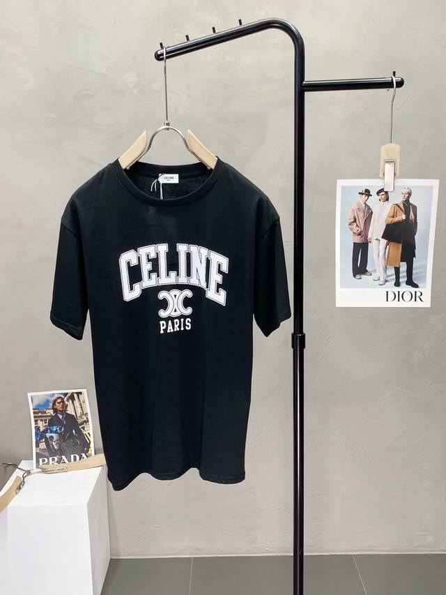 p170。Celine赛琳独家专供新款原单男士休闲短袖 高端定制 高版本 时尚百搭爆款进口面料 手感超柔软细腻 穿着亲肤舒适 高端精品 代工厂精细做工 上身非常