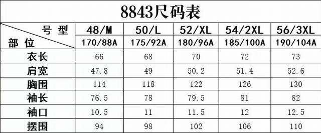p390 8843尺码表……………