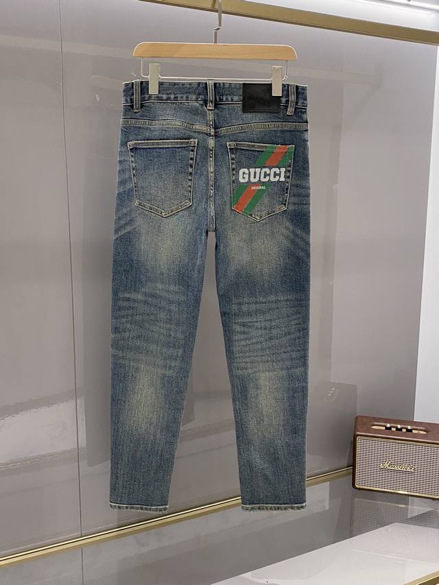 p270 Dc牛仔裤 25Fw春夏季新品系列！-Gucc*I男款休闲高端蓝色牛仔裤 ，专业大工厂砂洗面料柔软，奢潮系列高街特别酷，高端品质时尚休闲水洗工艺牛仔裤