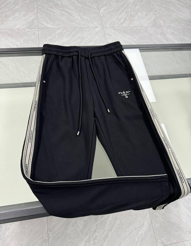p210 P家字母织带直筒休闲裤