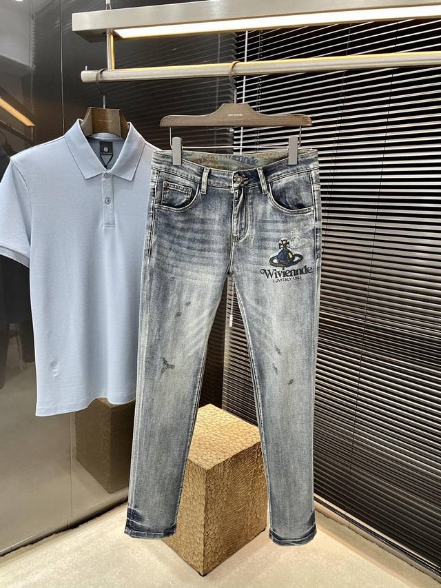 p:310 Vivienne West Wood （西太后 薇薇安 ） 2025春夏季新款牛仔裤 进口意大利高定牛仔面料 时尚休闲 常规版型 微弹力面料 面料舒
