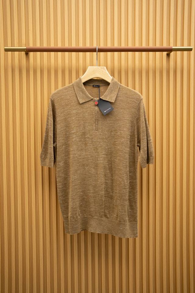 p510Kt2560/Ss新款针织Polo 独家亚麻纱线定织 完美细节对版 杏色 Size：M-Xxxxl