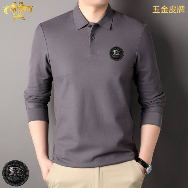 p170 巴宝莉 男士春秋高档精品Polo衫 尺码：M-4Xl，最大可穿210斤。 介绍：春秋专柜同步新款短袖翻领Polo衫 ，简单大方，精美5D工艺Logo，