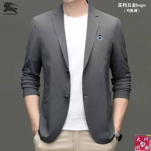 p340【Burberry巴宝莉】新款商务休闲西装外套 官网同步 原单原厂材料工艺 顶级面料 厚度适中 柔软舒适 轻盈透气 码数：M-4Xl