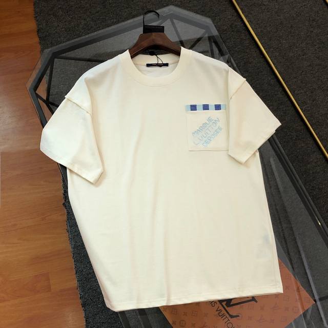 上新P220 lv路易威登2025春夏新款刺绣Logo短袖T恤 原版面料高版本高品质 网红明星同款 定制定染简约基础款，简单大气，精致时尚，纯棉面料，面料柔软舒