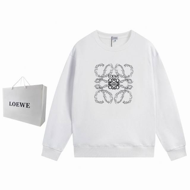 180 loew 罗意威渐印花圆领卫衣，质棉质平纹针织圆领卫衣1正面 Loewe 渐变印花和 Logo 图案立体刺绣。 原版面料 官方同款 420克双股大毛圈面