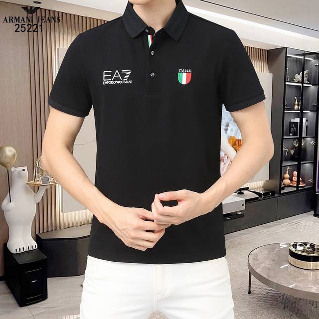 p230 Armani* 款号：25221 25夏季新款硅胶字母厚版滴胶工艺 面料采用进口120支双股液氨棉 简约百搭款Polo短袖，顶级原单辅料元素打造，潮男