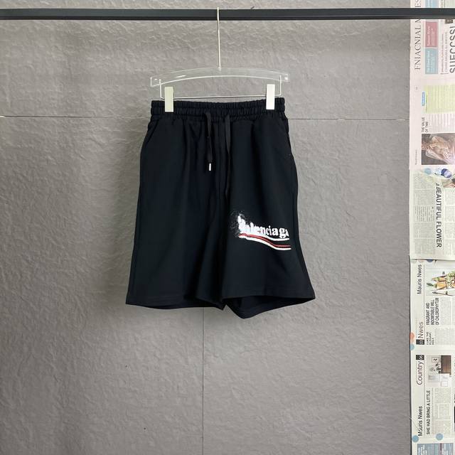 p140 /A14 balenciaga 巴黎世家25新款 溶解可乐 短裤 Logo定制进口硅油刷印水洗不开裂不易脱落 原版纯棉定制面料 与原版无任何色差宽松版