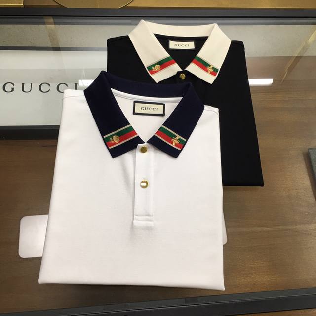 【新品Polo】P230《Gu Ci》 25春夏官网同款短袖丝光珠地棉马球Polo衫！ 甄选高级进口成衣定织珠地面料，老牌工坊成衣工序定织定染，极为奢华特殊的材