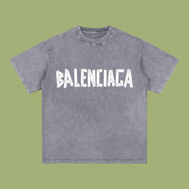 p140（合作让利） 高端品质 balenciaga 2025 Fall 春夏系列 胶带Logo短袖T恤 采用进口康丽数码直喷印花 定染高品质潮牌26支双纱10