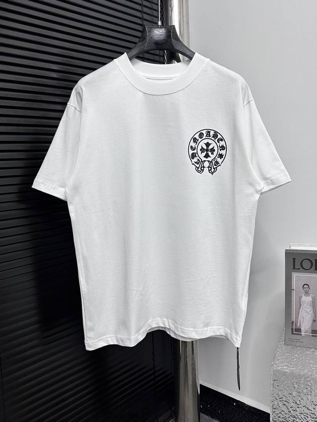 P120 【Chromehearts】克罗心 25Ss拉浆圆领T恤 原版面料 官方同款 短袖T恤 定制260克同缸染面料 手感非常舒服 春夏最新砖柜同步 时尚又