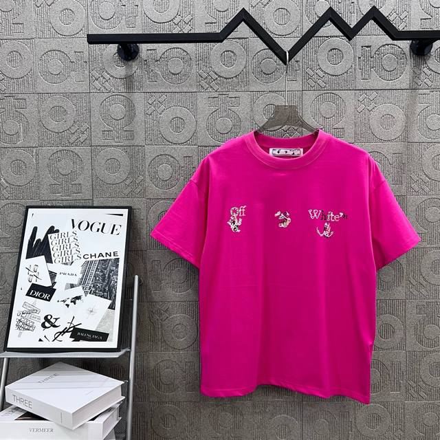 120 off-White 箭头字母手绘稿大Logo 原版面料 官方同款 短袖T恤 定制 同缸染面料 手感非常舒服 春夏最新砖柜同步 时尚又个性 超级百搭好看的