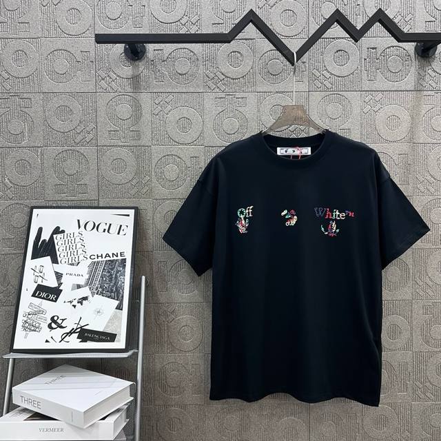 120 off-White 箭头字母手绘稿大Logo 原版面料 官方同款 短袖T恤 定制 同缸染面料 手感非常舒服 春夏最新砖柜同步 时尚又个性 超级百搭好看的