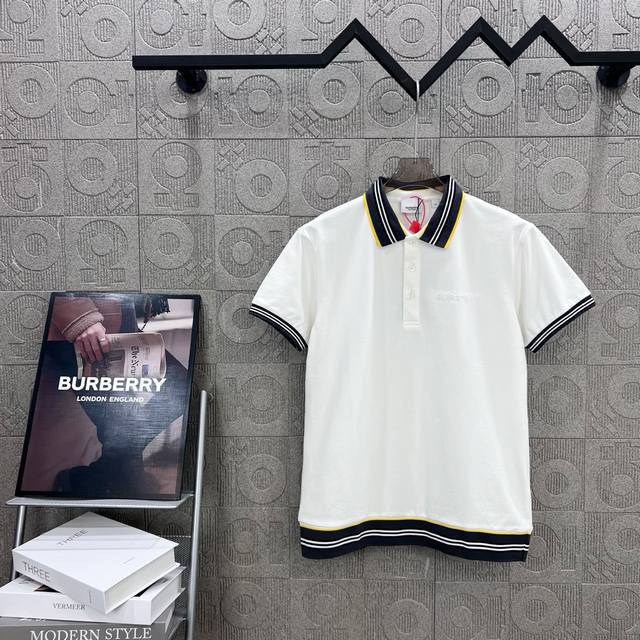 140 Burberry 巴宝莉 经典小字母Logo 绣花Polo衫 织带异色拼接 升级，灵感源自八十年代复古 原版面料 官方同款 定制 同缸染面料 手感非常舒