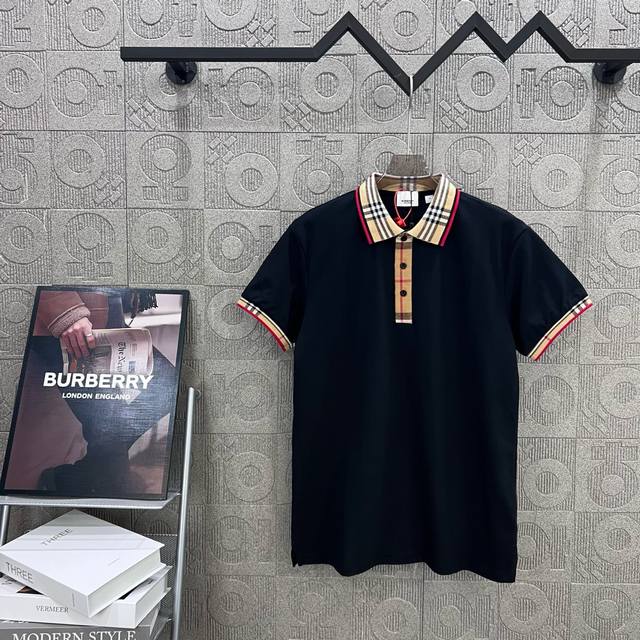 140 Burberry 巴宝莉 经典 格子拼接扣编织领 logo 拼接Polo衫 升级，灵感源自八十年代复古 原版面料 官方同款 定制 同缸染面料 手感非常舒