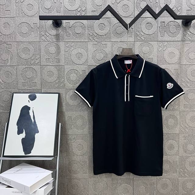 140 Moncler 蒙口 黑白领拼色Polo衫 升级，灵感源自八十年代复古 原版面料 官方同款 定制 同缸染面料 手感非常舒服 春夏最新砖柜同步 时尚又个性