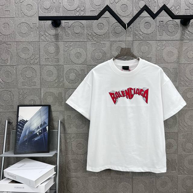 120 balenciaga 巴黎世家 立体字母刺绣 logo标识印花 精致升级。短袖T恤 原版面料 官方同款 短袖T恤 定制260克同缸染面料 手感非常舒服