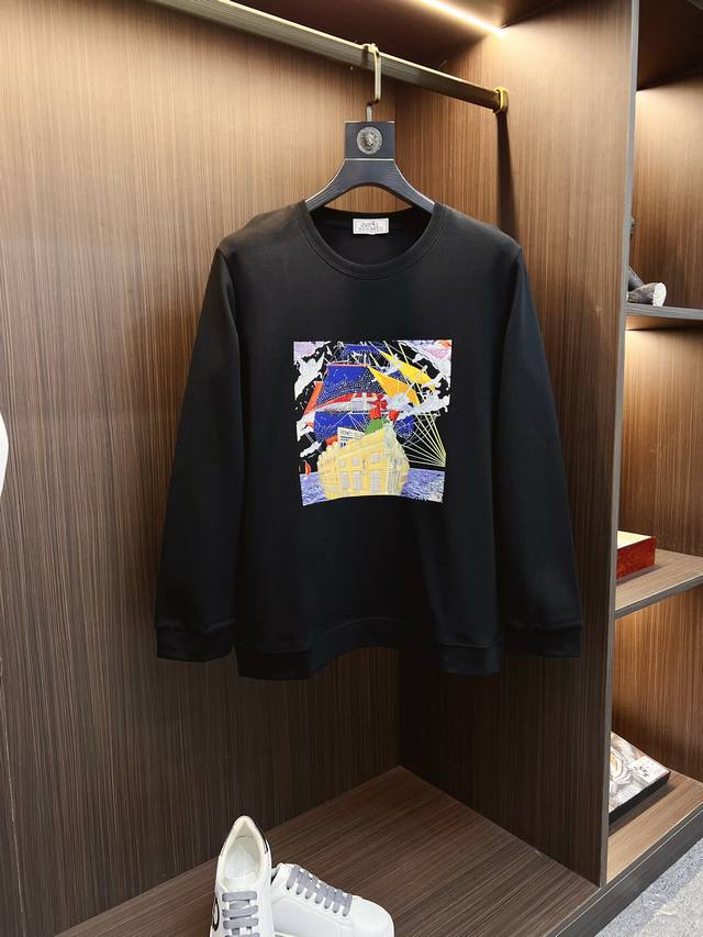 p220 【爱马仕】2025春夏 长袖圆领T恤 高端定制经典系列，时尚有型 圆领款式，简单大方，胸前经典品牌高档Logo设计 采用高档内里保暖极佳 可防静电手感