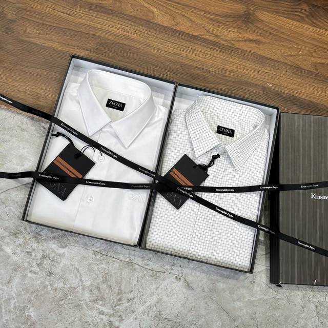 p310。New# zegna 杰尼亚 Ez男士商务休闲斜纹短袖衬衫，顶级洋行渠道货，纯正血统品质，高端原厂代工出品，斜纹衬衫作为公认的时尚单品，无疑是时尚圈生
