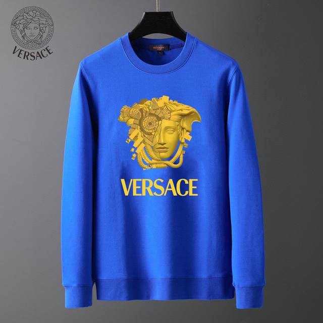 直批140 品牌【Versace 范思哲】(胖子福音) 2025Ss春款最新款长袖圆领卫衣，官网同步发售 清爽透气 采用顶极天丝罗马 舒适柔软 3D立体清晰 时