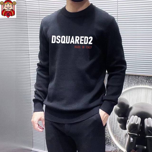 直批160【Dsq2第二次方】秋冬经典圆领套头羊毛衫，全品相！！！羊毛混纺面料，2025最新款 黄金比例！！修身款软黄金 百搭实用型的单品，搭配及实用性强大到天