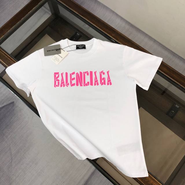 p120 Balenciaga 巴黎世家 最新款情侣款短袖T恤～顶级硅胶字母印花设计～面料上身舒适透气，不僵硬，修身的剪裁，采用高定定制纯棉面料！上身舒适有型，