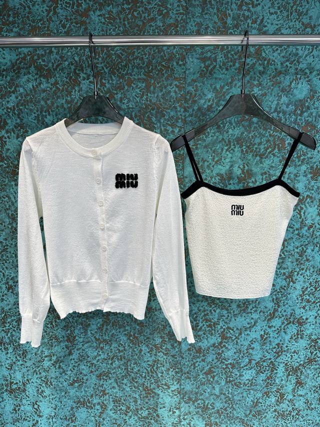 【Qx.】P190 miumi·25春季新品防晒针织开衫+吊带两件套套装