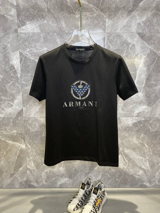 p210 Armani阿玛尼 2025Ss春夏高品质丝光棉短袖T恤【M-6Xl可穿至230斤】顶级原单品质，当下最新工艺要求，顶级订单要求车线做工，超级好搭配，