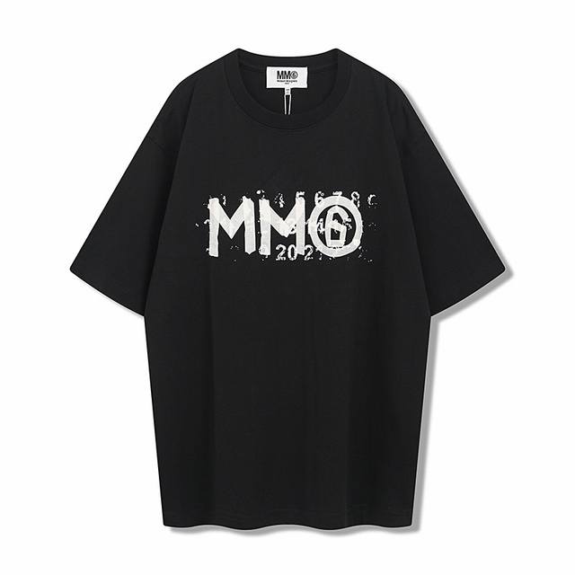 p120【主推让利-10】Maison Margiela马吉拉Mm6夏季圆领短袖、26支280克重磅精梳爽滑双纱平纹面料、印花工艺、有黑白两色、尺码Size:S