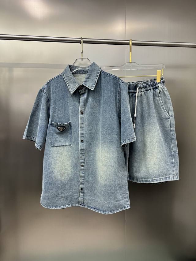 p380 普拉达 2025牛仔套装上新 颜色：蓝 黑 码数：M-3Xl