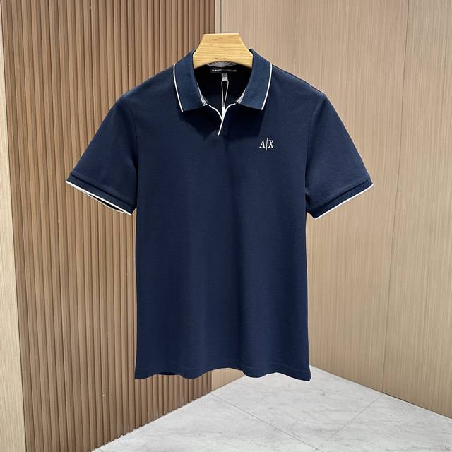 p270 【Armani】阿玛尼 春夏新品，专柜在售，顶级品质，棉质网眼珠地面料翻领短袖，客供定织100%纯棉网眼珠地面料，面料表面排列均匀整齐的纹理，透气性和