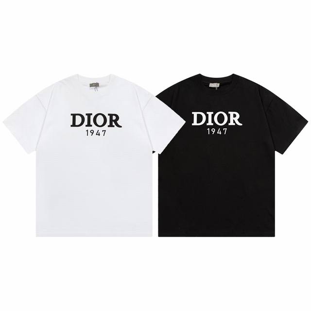 p110 D1018 dior 迪奥 2025Ss印花字母短袖T恤 -面料：260G双纱纯棉短袖，配套320G纯棉罗纹 原版面料 官方同款 男女同款 - 颜色：