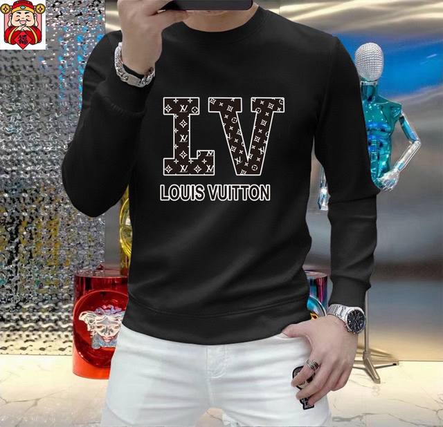直批140 品牌【Lv路易威登】(胖子福音) 2025Ss春款最新款长袖圆领卫衣，官网同步发售 清爽透气 采用顶极天丝罗马 舒适柔软 3D立体清晰 时尚感超好