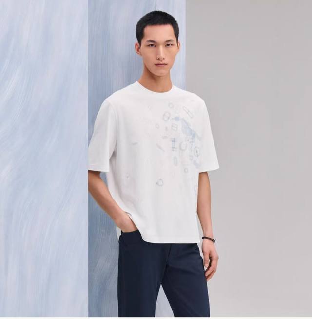p180 爱马仕官网同步自主品牌70支液氨丝光双面数码直喷印花短袖T恤