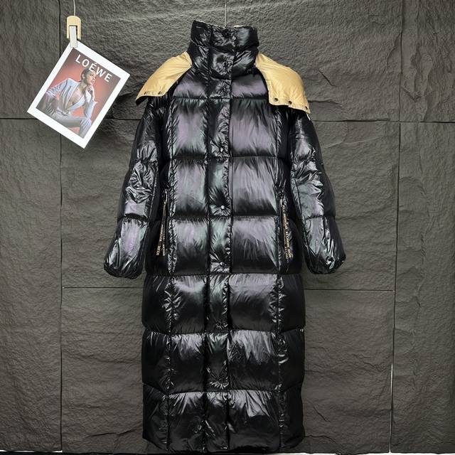 羽绒服 P530 蒙口2024新款亮面羽绒情侣款面包服长款外套 （市面最高版本） 高版本高版本 帽子拆卸 90白鸭绒 好看保暖不臃肿！ 涂层定制面料，上身效果非