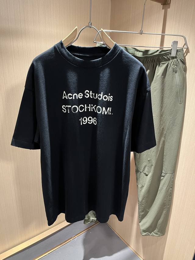 P230 Acne Studi*Os2025春夏新款男女同款短袖T恤，专柜同步发售！定制专属洗水纯棉面料，定制原版工艺螺纹，衣身设计标识Logo印花设计！完美融